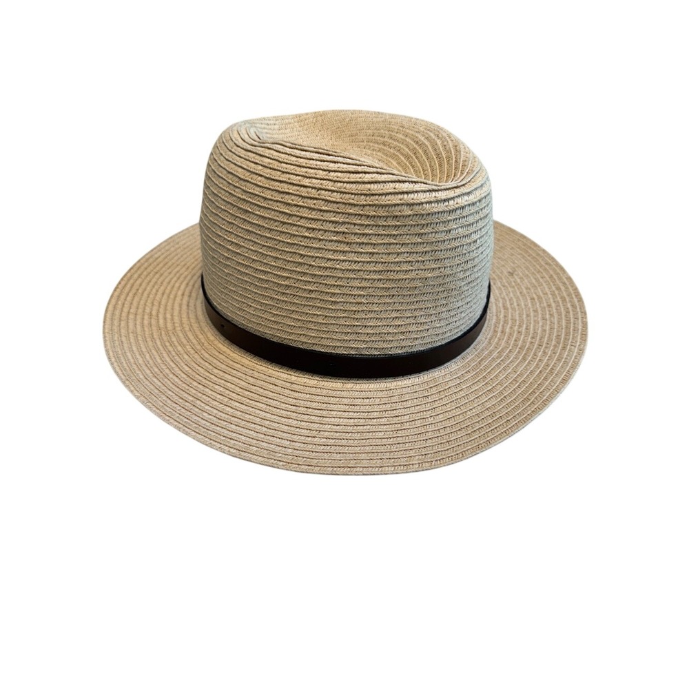 Island Beach Tan Paper Braid Fedora Sun Hat with‎ Brown Band Size Large